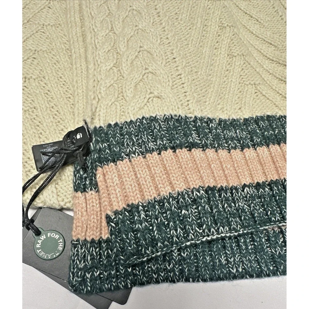 G-Star Raw Sash Soft Touch Coac Knit Scarf Ivory Stripe‎ Trim Organic Cotton